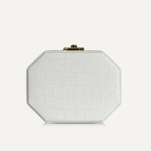 37. MISELA Alexa At Belgravia Leather Crocodile Embossed Box Clutch Bag $1050